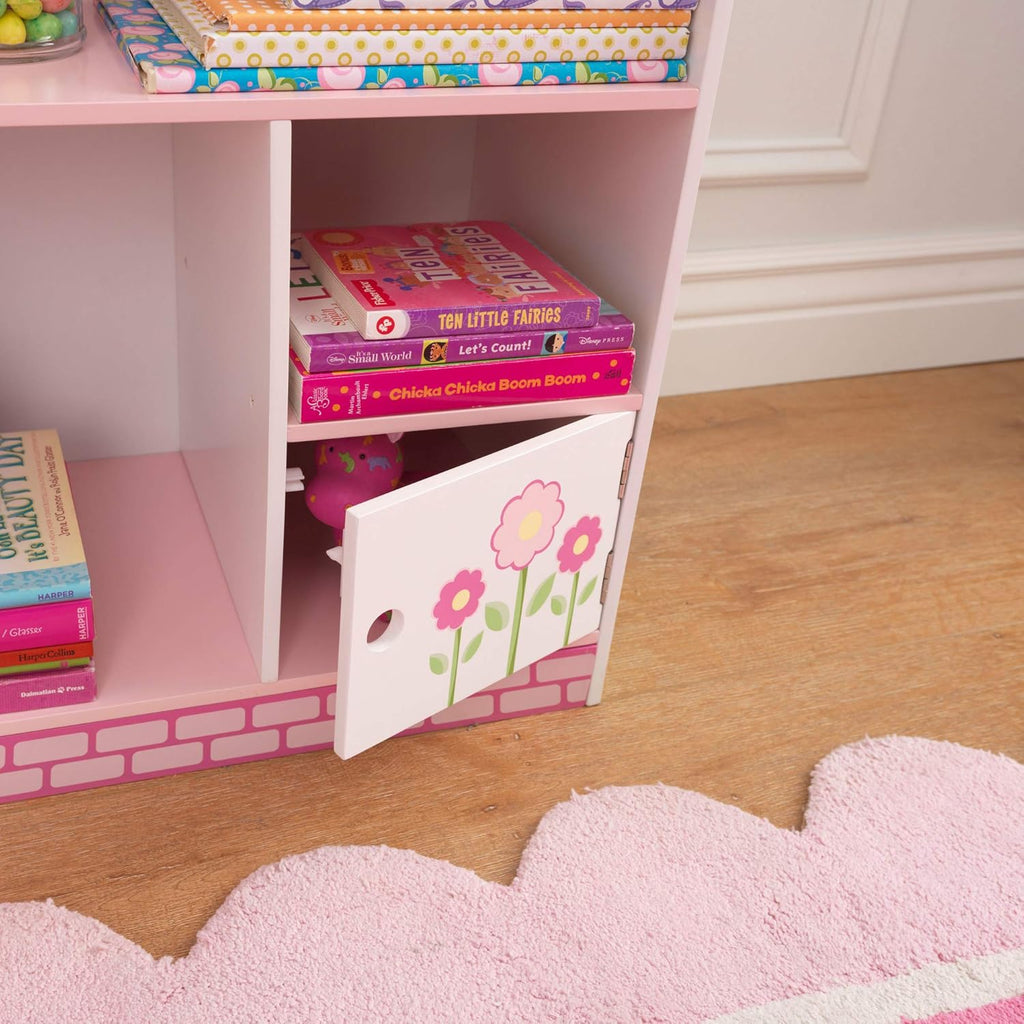 Wooden Dollhouse Bookcase with Shelves and Hidden Storage C914872
