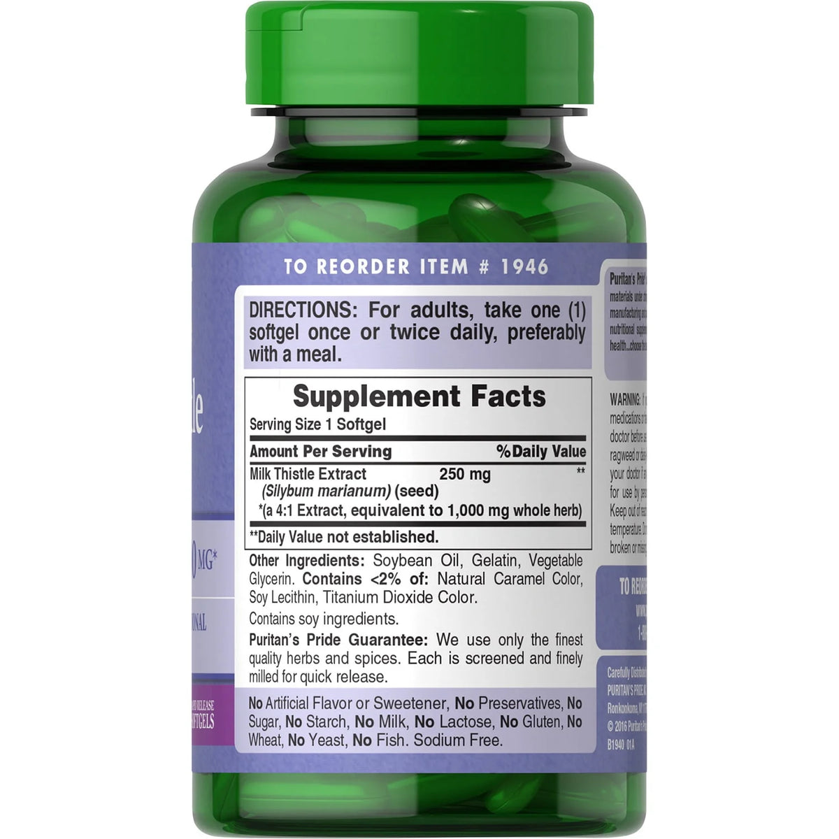 Milk Thistle 4:1 Extract 1000 Mg Softgels Q18754