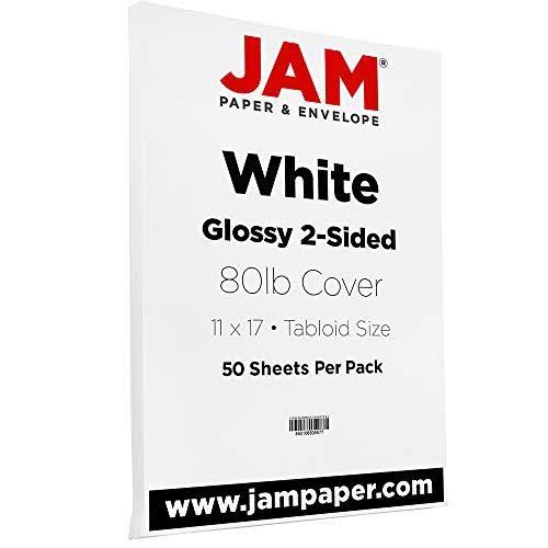 80lb Glossy 2-Sided White Cardstock, 11 x 17, 50 Sheets/Pack W77664
