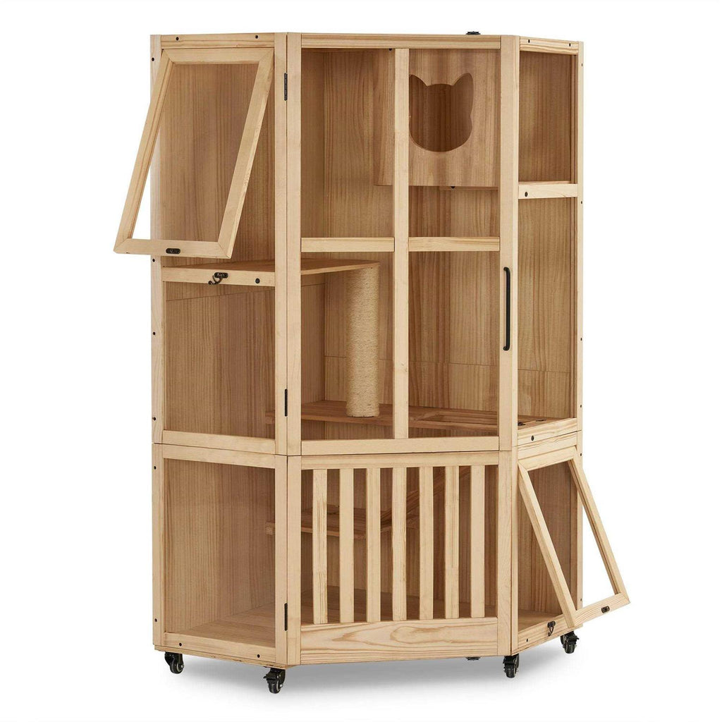 Large Corner Cat House with Scratching Post H73956
