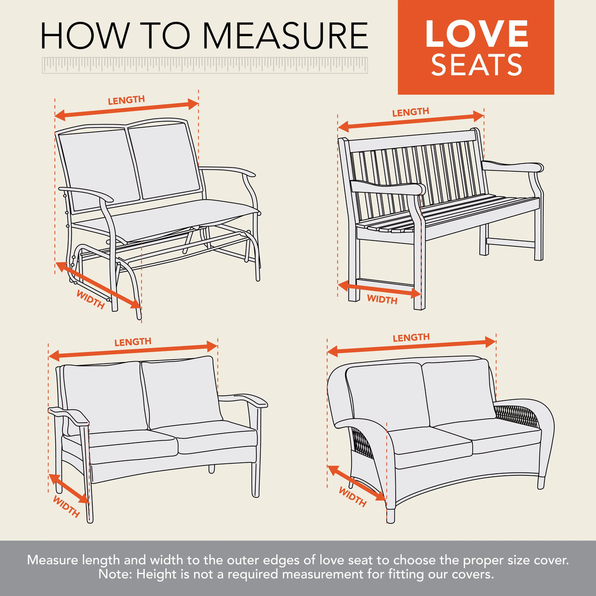 Patio Loveseat Cover, Waterproof, 66"L x 40"W x 39"H, 2-Pack, Granite Gray U4627