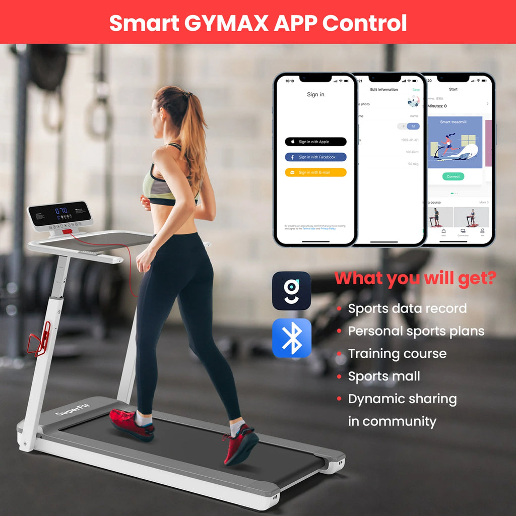 Folding Treadmill Adjustable Height Black Y908