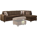 Chocolate Velvet Sectional Sofa with Pillows F98702