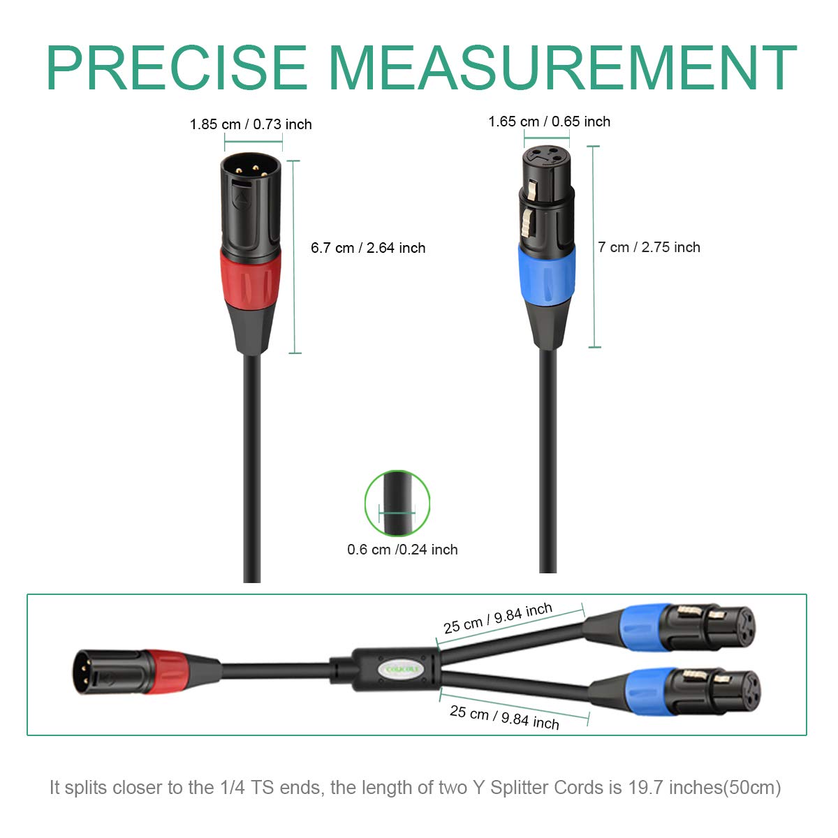 XLR Y-Cable 2 Female to 1 Male 1.6ft B616