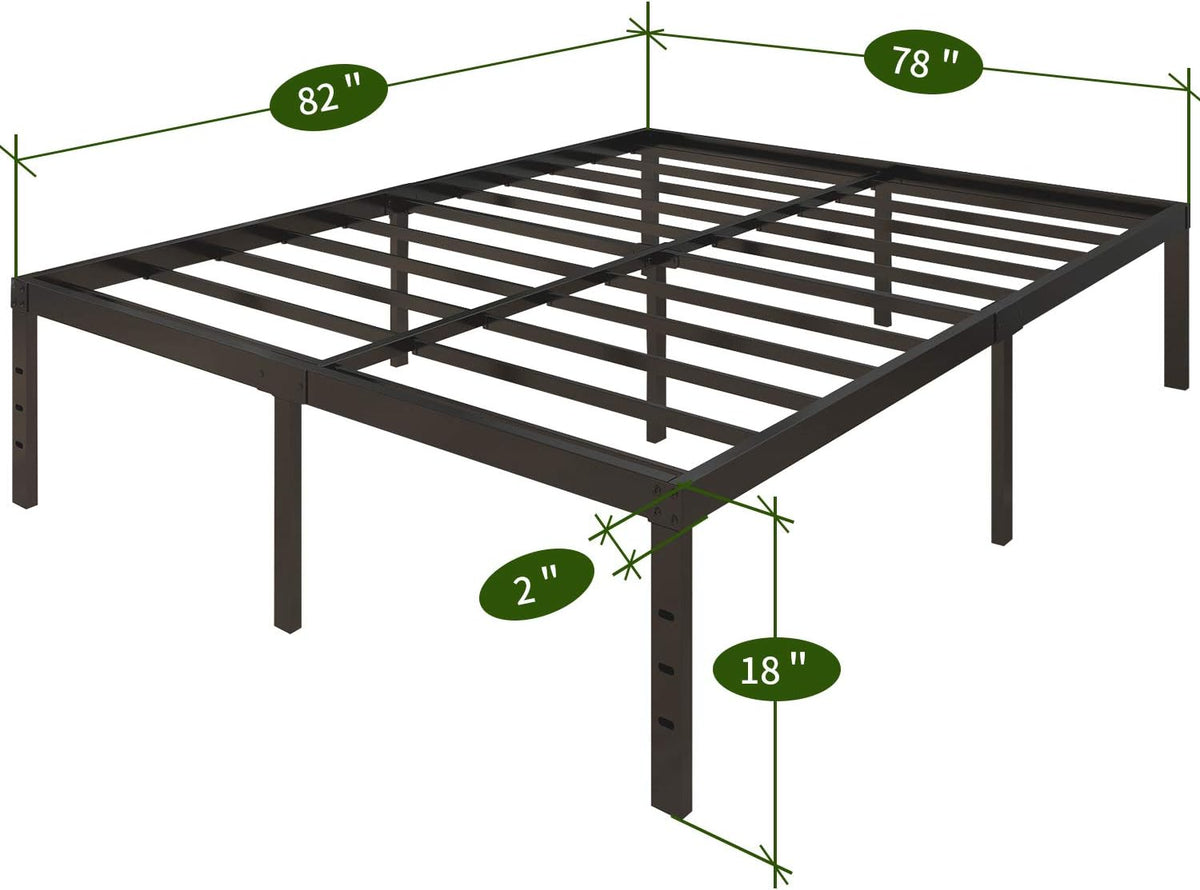 18 Inch Metal Platform Bed Frame Queen Black Y200