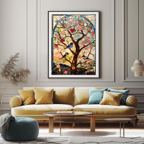 Diamond Painting Kits - Colorful Tulip with Glass Art - 5D Diamond Art (11.8x15.7inch) M6061
