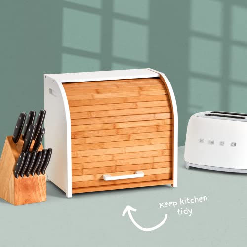 Bamboo Double Layer Roll Top Bread Box N2402