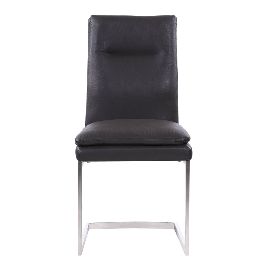 Grey Faux Leather Dining Chair with Brushed Stainless Steel Finish - Set of 2 C398