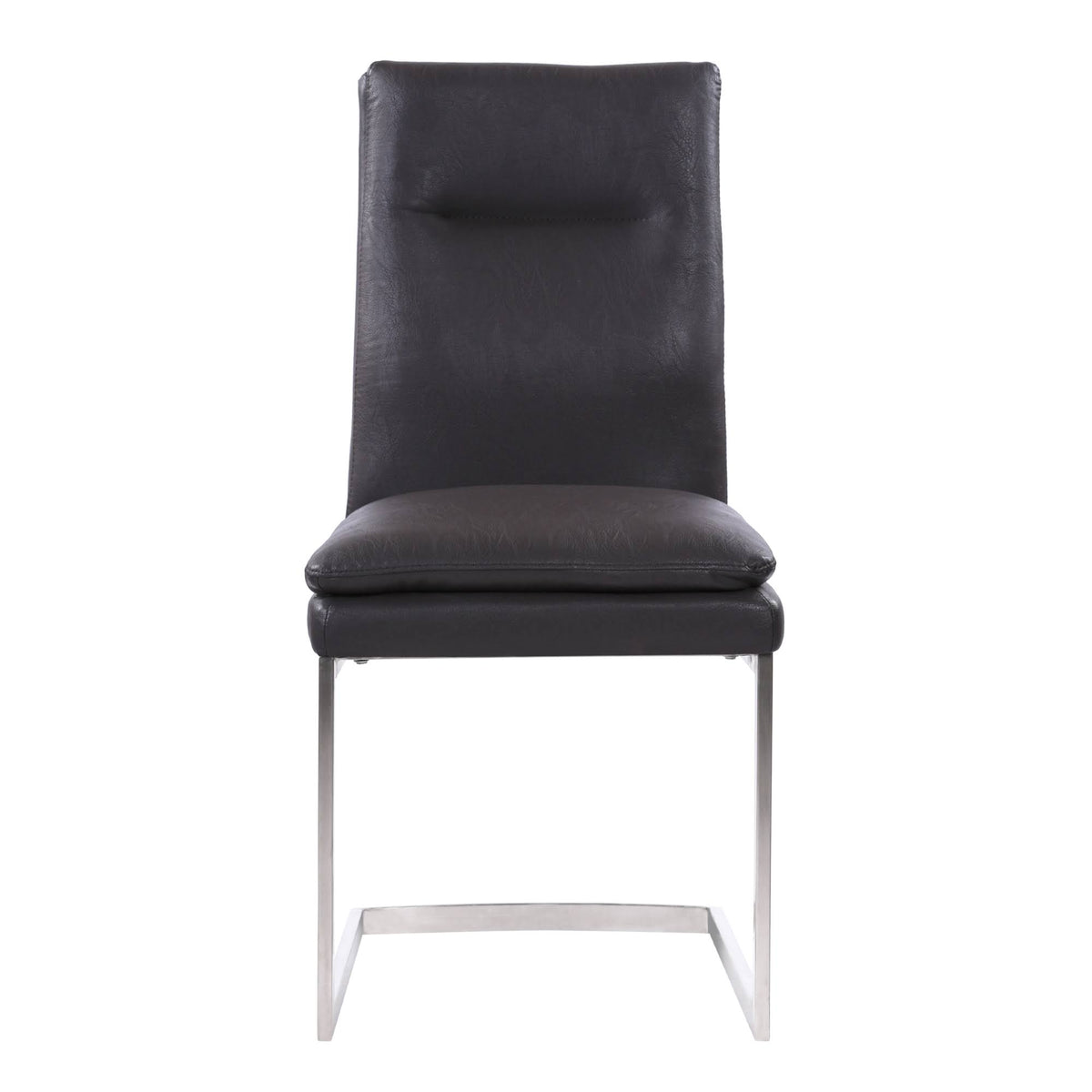 Grey Faux Leather Dining Chair with Brushed Stainless Steel Finish - Set of 2 C398