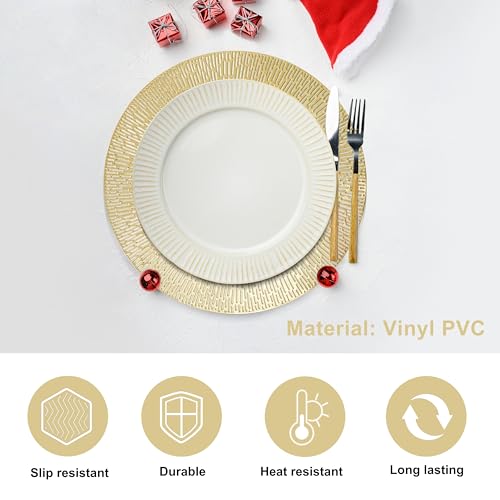 Round Gold Vinyl Placemats Set of 12 U2107