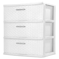 3 Drawer Wide Weave Tower White M3264