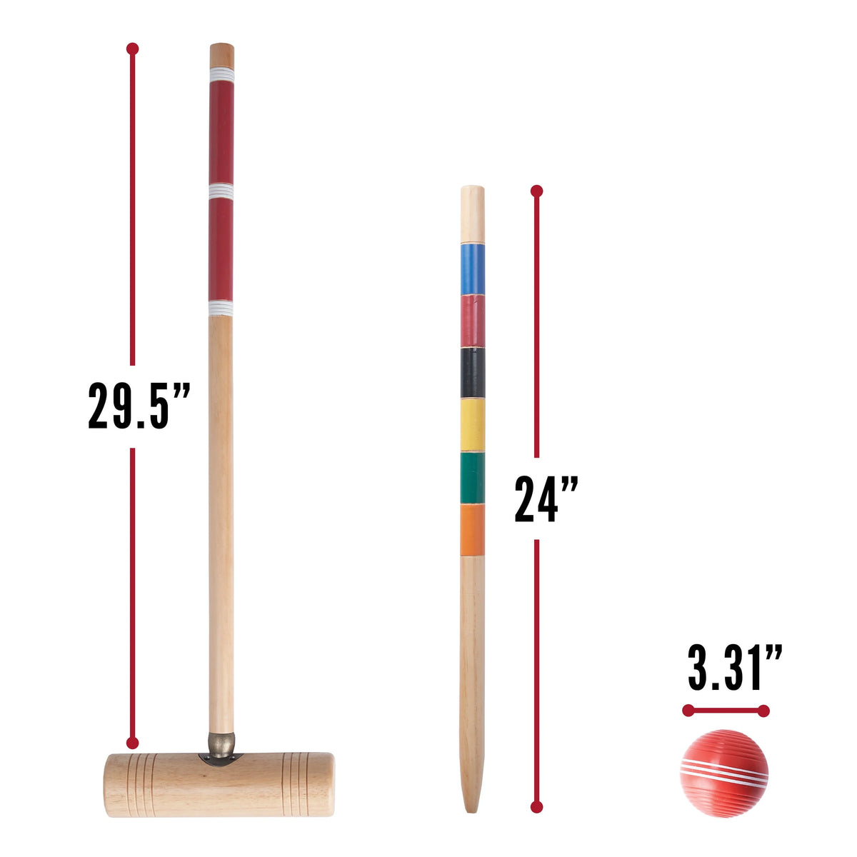 6 Croquet Wood Mallets and All Weather Balls Set U9780