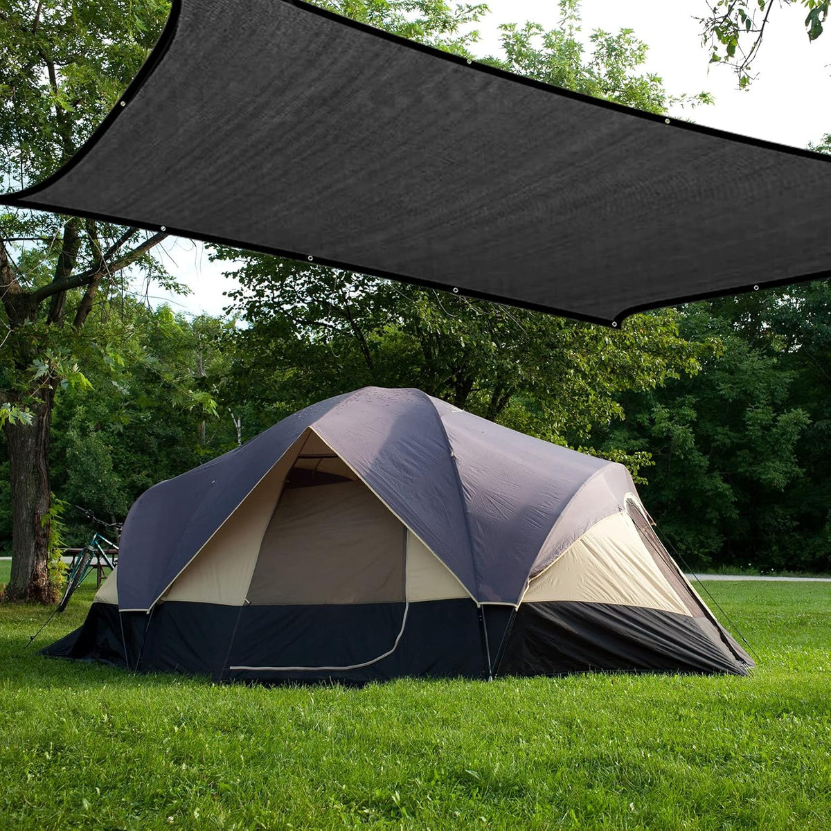 70% Heavy-Duty Mesh Tarp 8ftx16ft Black Shade Cloth Pack of 2 K789785