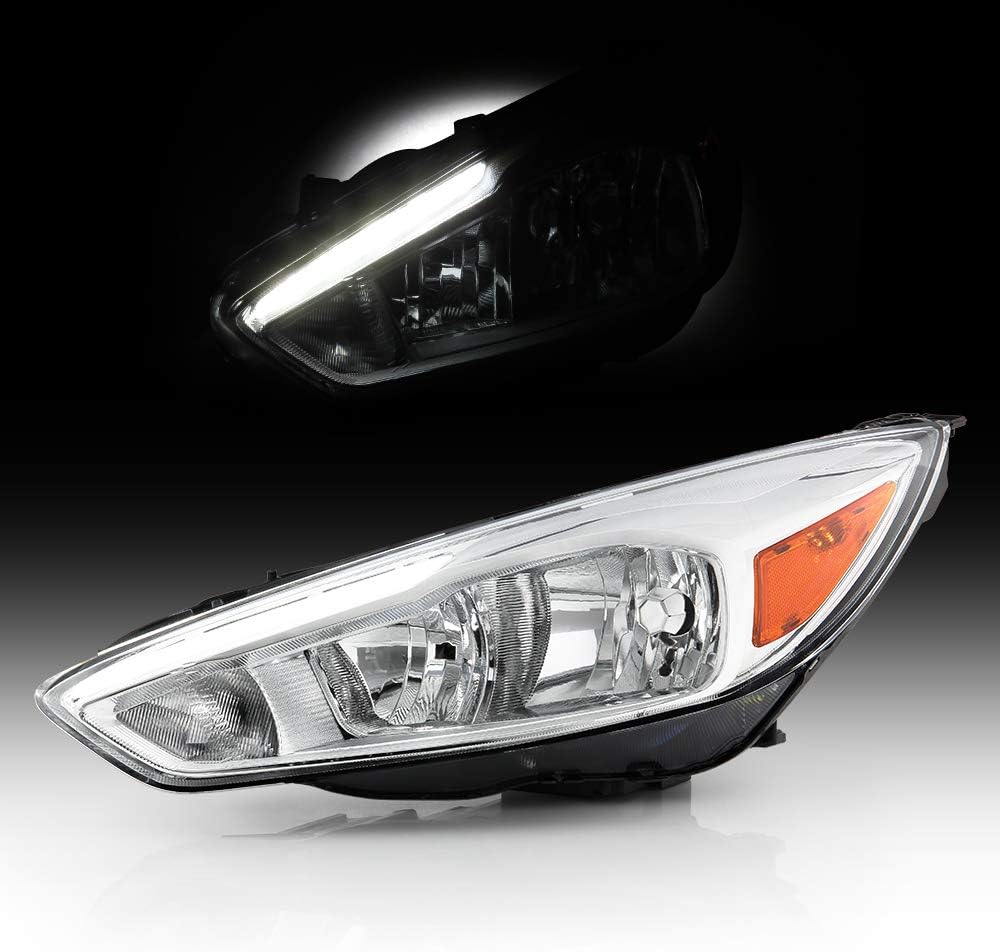 Halogen Chrome Housing LED DRL Headlight Headlamp Assembly O622