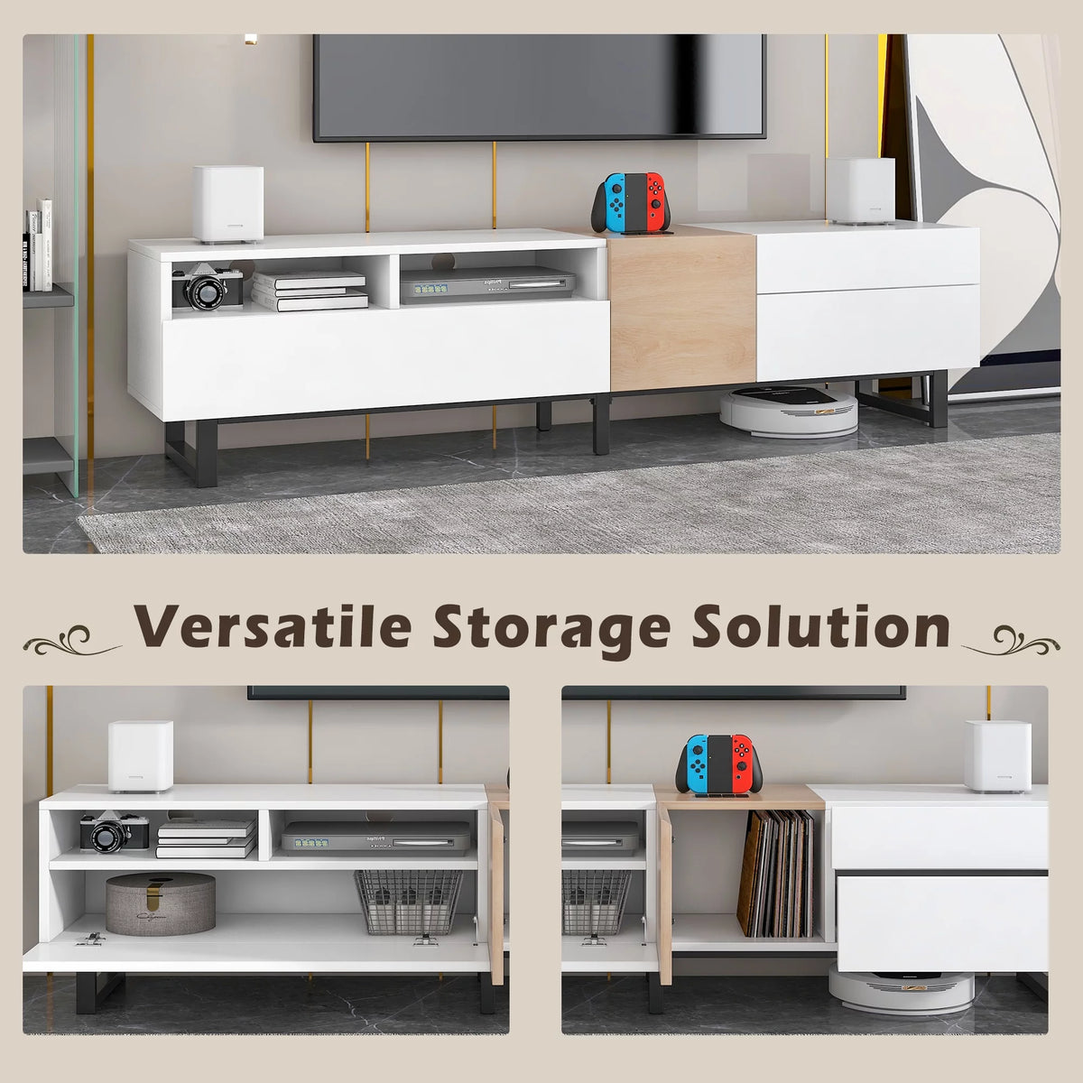 Modern TV Stand with Double Storage Space O51761