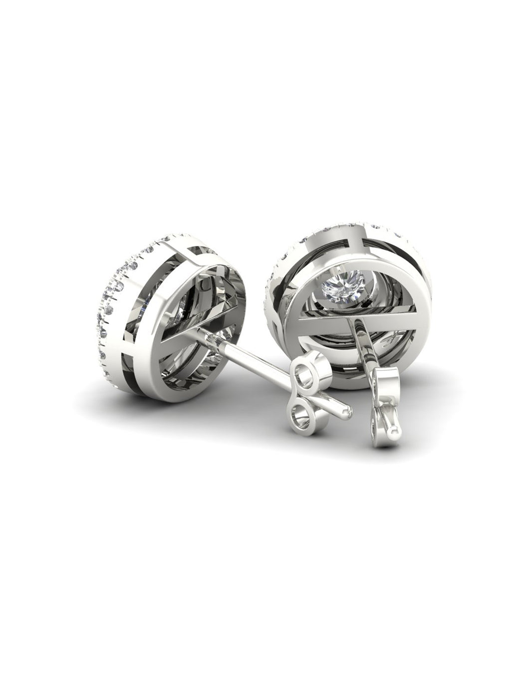 1/4ct TW Diamond Sterling Silver Double Halo Stud Earrings Y280
