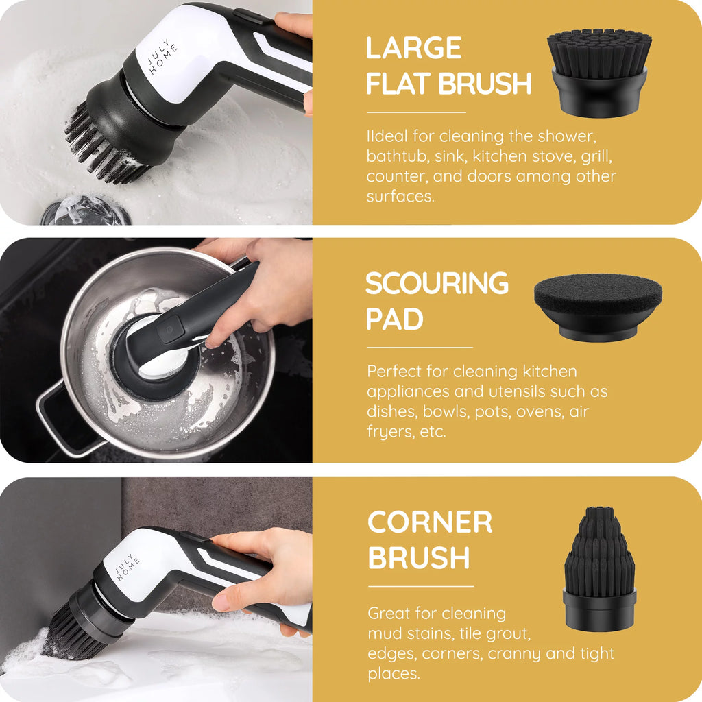Cordless Handheld Electric Spin Scrubber with 3 Brush Heads E109