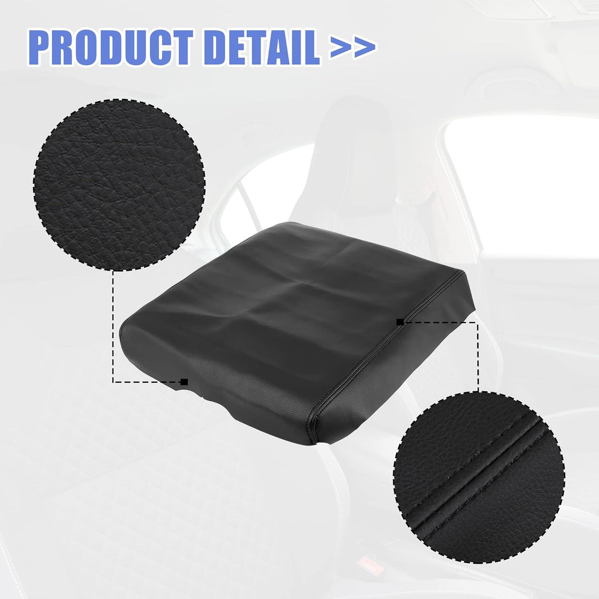 Black Microfiber Leather Center Console Lid Cover Protector E47014