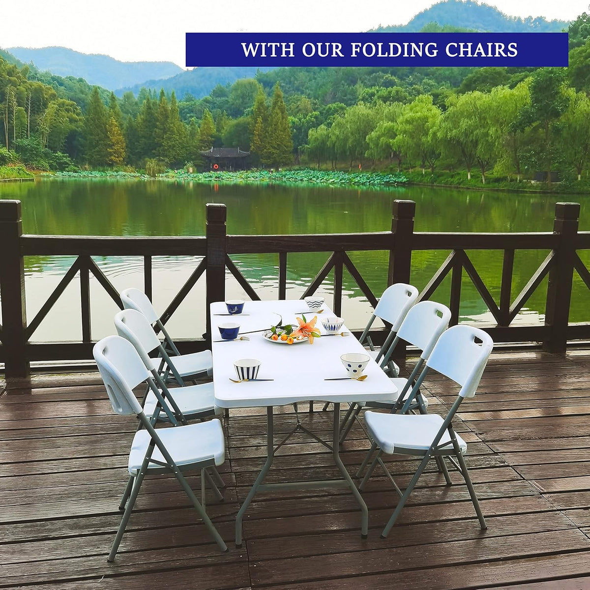 6ft Folding Table Plastic Portable Indoor Outdoor W171751