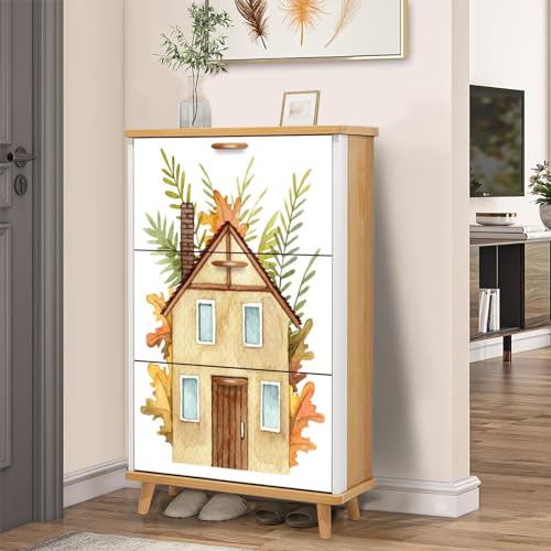 3 Drawer Shoe Cabinet Wood Shoe Rack Organizer S5621