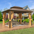 10'x12' Galvanized Steel Double Roof Metal Gazebo with Aluminum Frame O8830