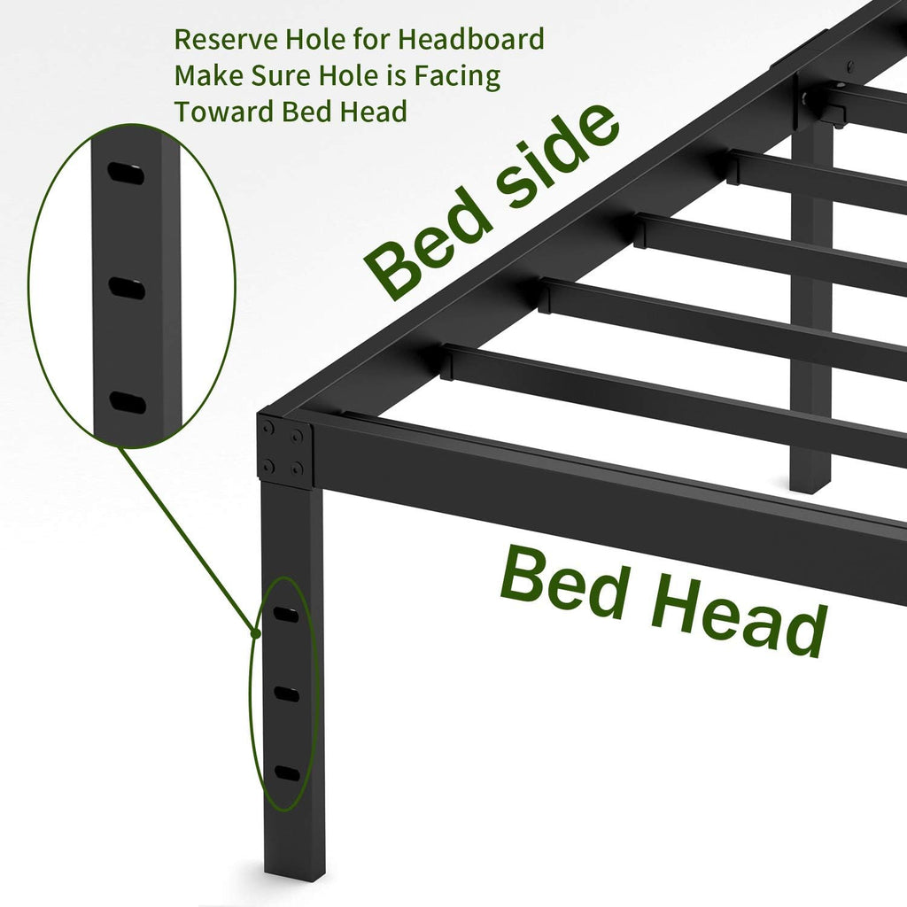 18 Inch Metal Platform Bed Frame Queen Black Y200