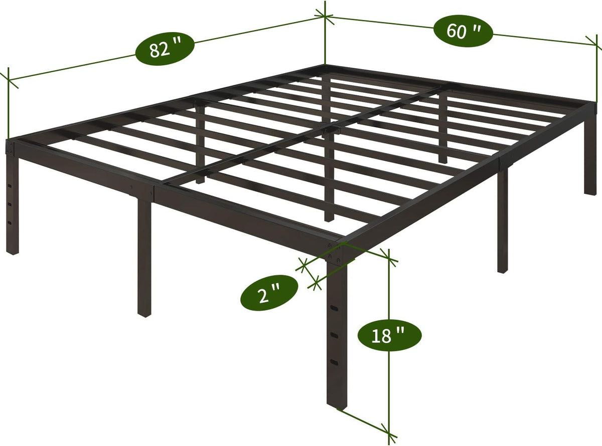 18 Inch Metal Platform Bed Frame Queen Black Y200