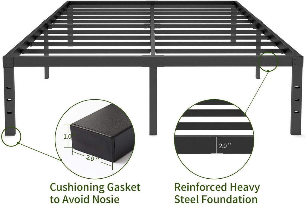 18 Inch Metal Platform Bed Frame Queen Black Y200