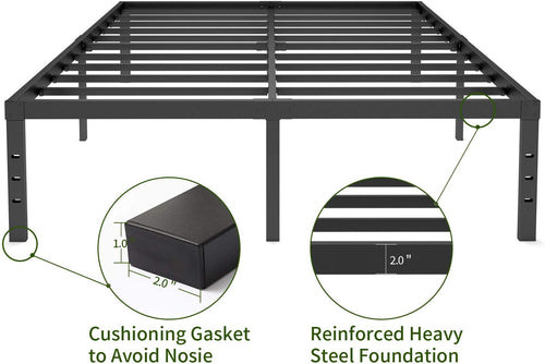 18 Inch Metal Platform Bed Frame Queen Black Y200