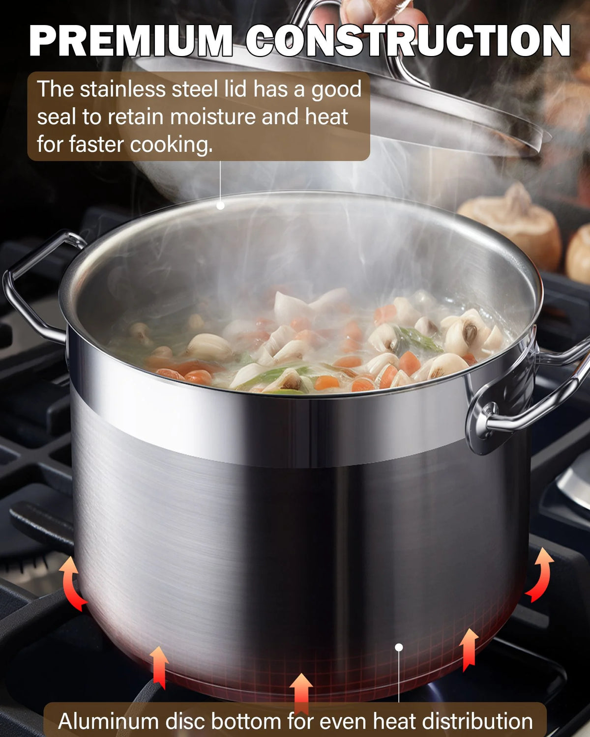 8 Quart Stainless Steel Stock Pot with Lid V8026