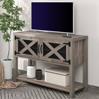 Wood Metal TV Stand with Storage Cabinets and Shelves Y8511