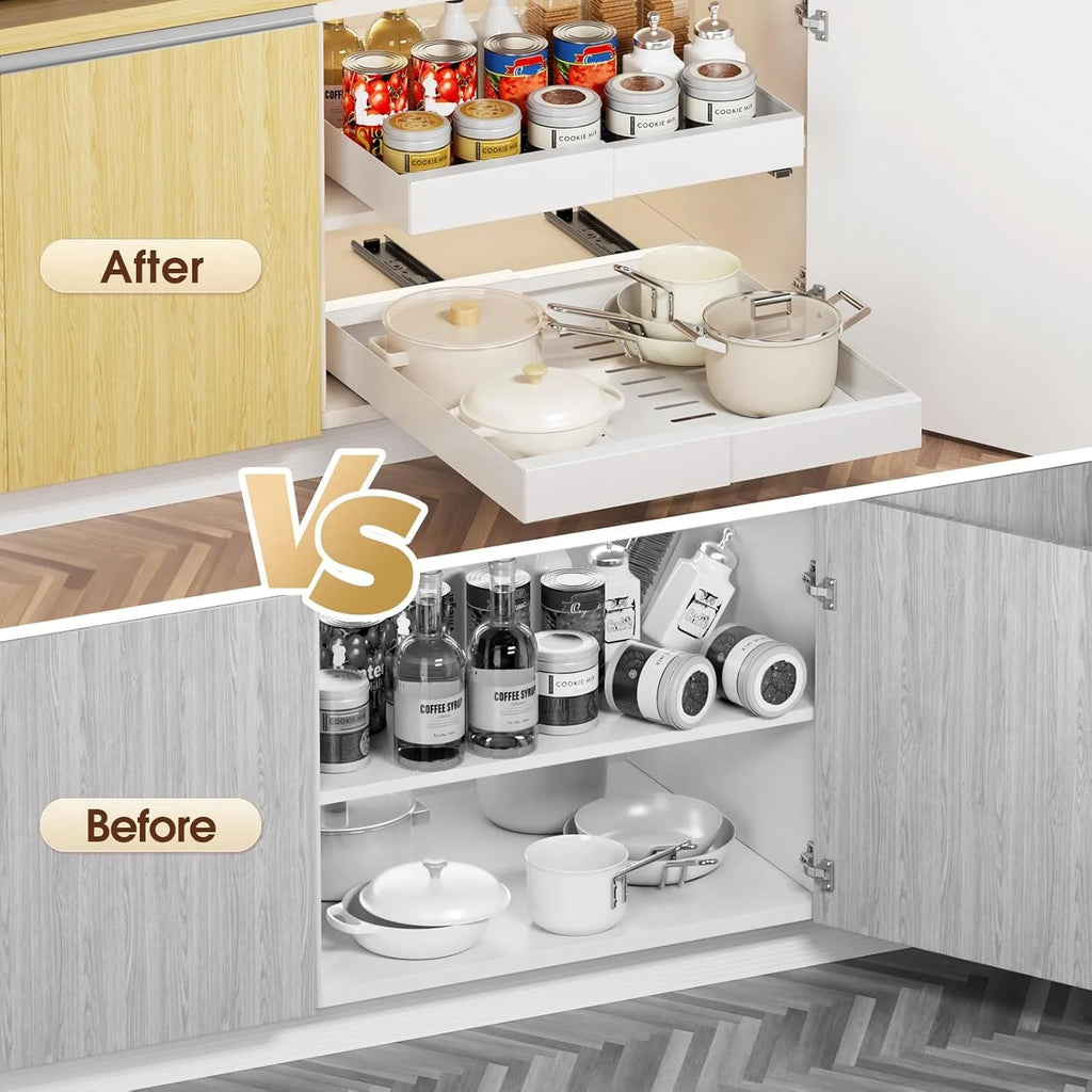 Pull Out Cabinet Organizer, 21 Deep Expandable Slide Out Drawers B513954