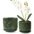 2 Pack 6+5 inch Ceramic Orchid Pots with Holes J770