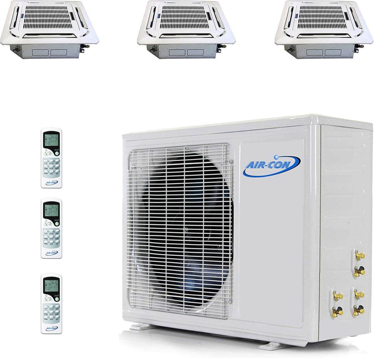 Tri 3 Zone 12000 + 12000 + 12000 Ceiling Cassette Mini Split Air Conditioner L10895