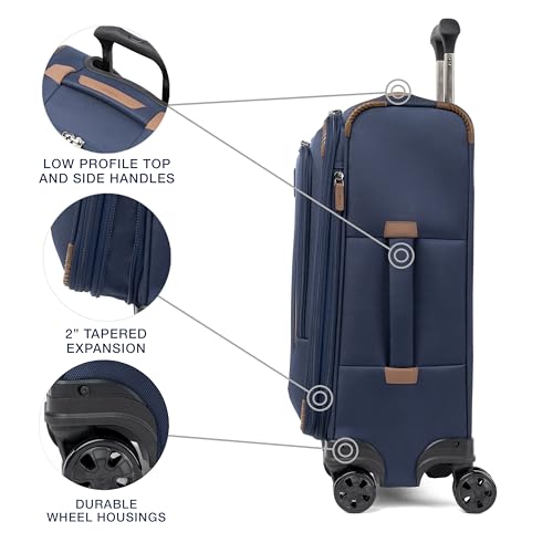 Lightweight Softside Expandable Carry on Luggage, 8 Wheel Spinner Suitcase, Compact Carry On 20-Inch, Patriot Blue L839