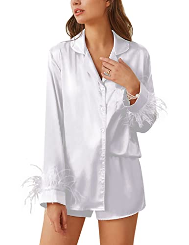 Women's Silk Satin Pajama Set Long Sleeve Sleepwear G735092