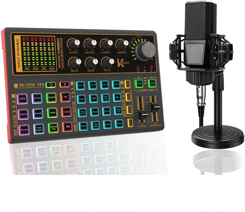 Podcast Equipment Bundle, Condenser Studio Microphone with Sound Card, Pack of 2 H676910