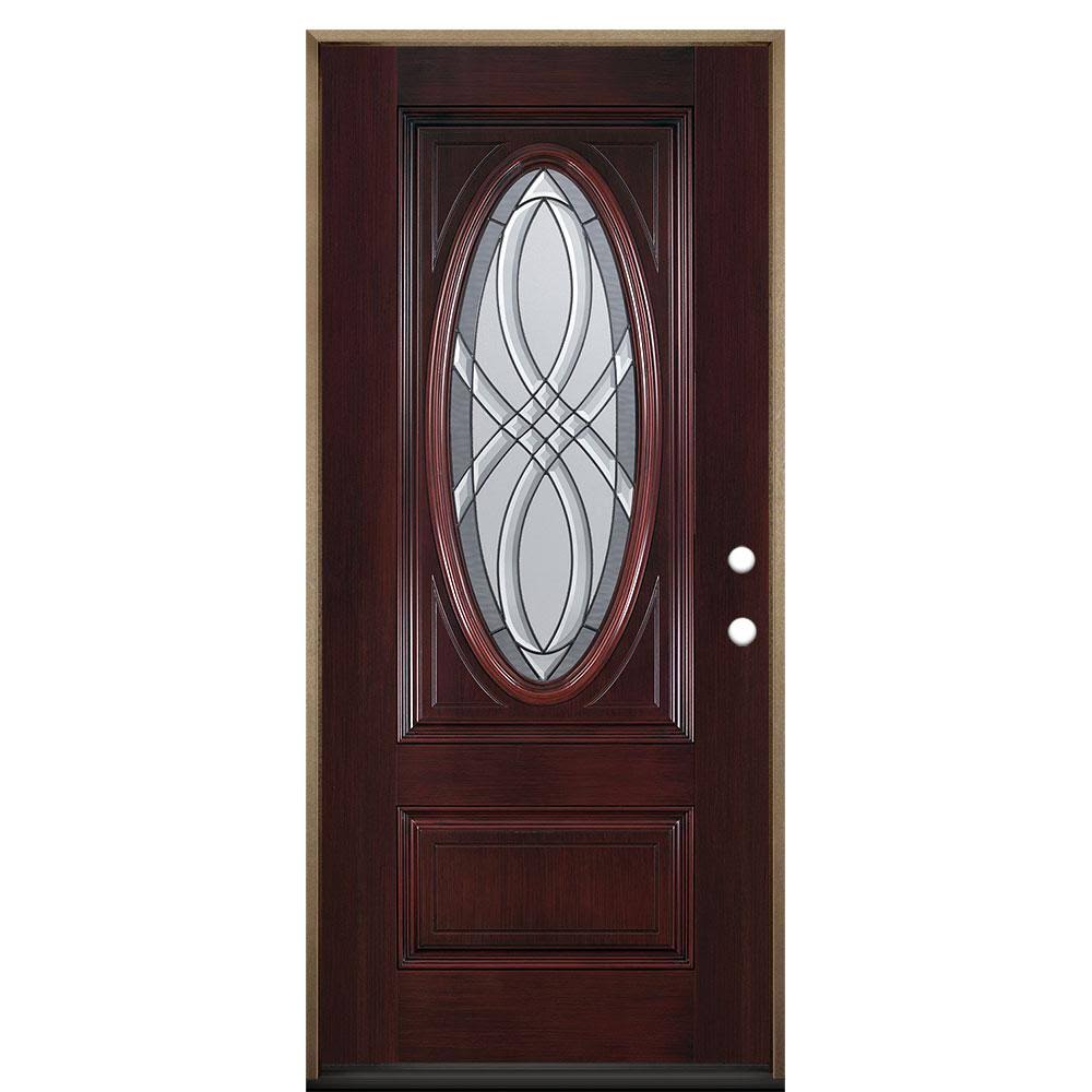 36 in. x 80 in. Left-Hand Inswing Fiberglass Prehung Front Exterior Door D173