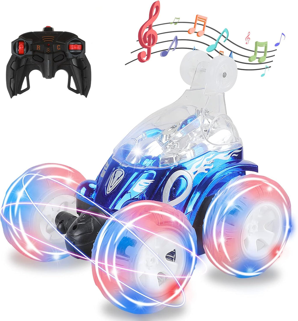 Remote Control Stunt Car with Colorful Lights & Music Switch, Rechargeable (Bule) Z52059