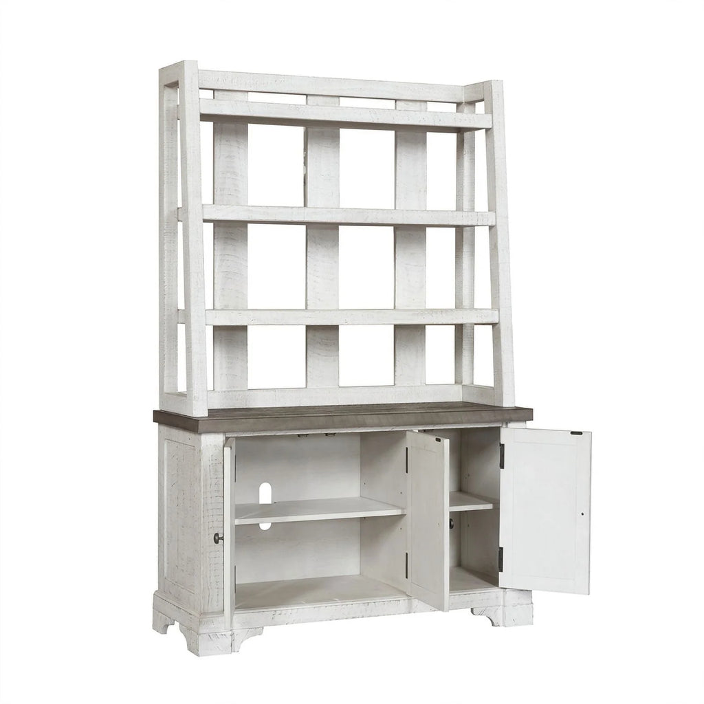 White Wood Credenza with Hutch W995273