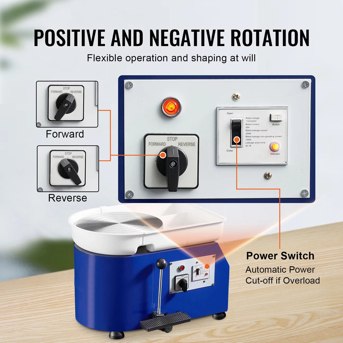 11" Ceramic Wheel Forming Machine with Adjustable Speed Handle and Foot Pedal Control T645