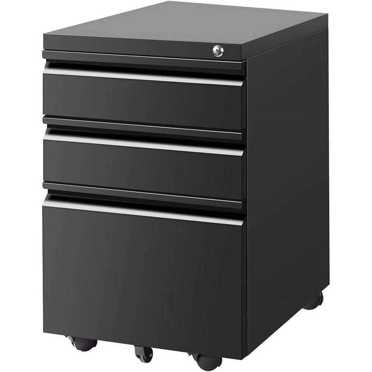 Black 3 Drawer Metal File Cabinet with Lock D5668