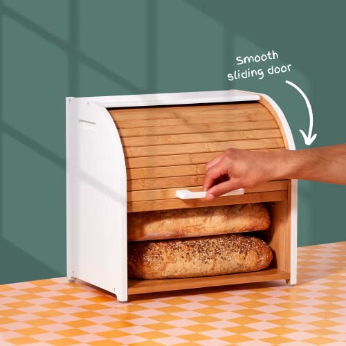 Bamboo Double Layer Roll Top Bread Box N2402