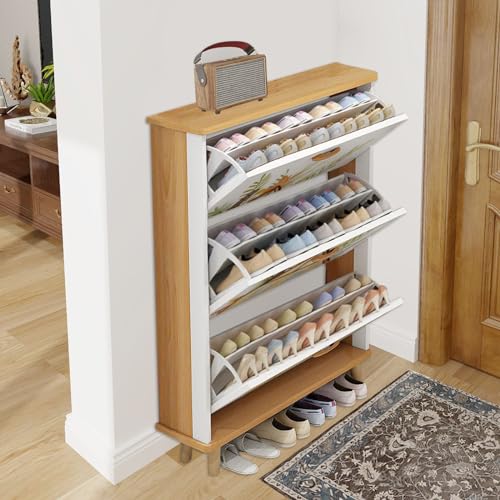 3 Drawer Shoe Cabinet Wood Shoe Rack Organizer S5621