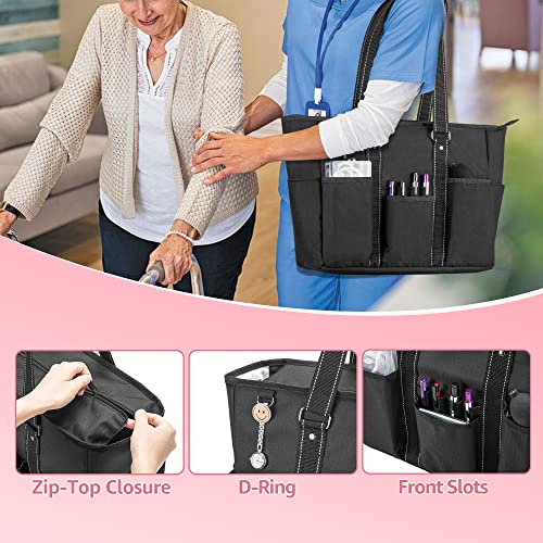 Black Nurse Tote Bag with Padded Laptop Sleeve X8224