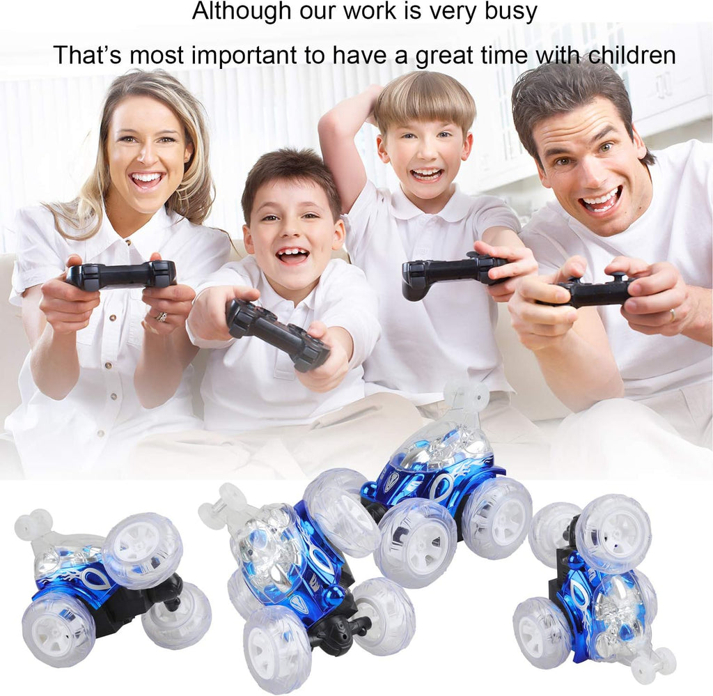 Remote Control Stunt Car with Colorful Lights & Music Switch, Rechargeable (Bule) Z52059