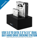 USB 3.0 to SATA Dual Bay External Hard Drive Docking Station for 2.5 or 3.5in HDD SSD with Hard Drive Duplicator Cloner Function 10TB Support Pack of 2 A1260