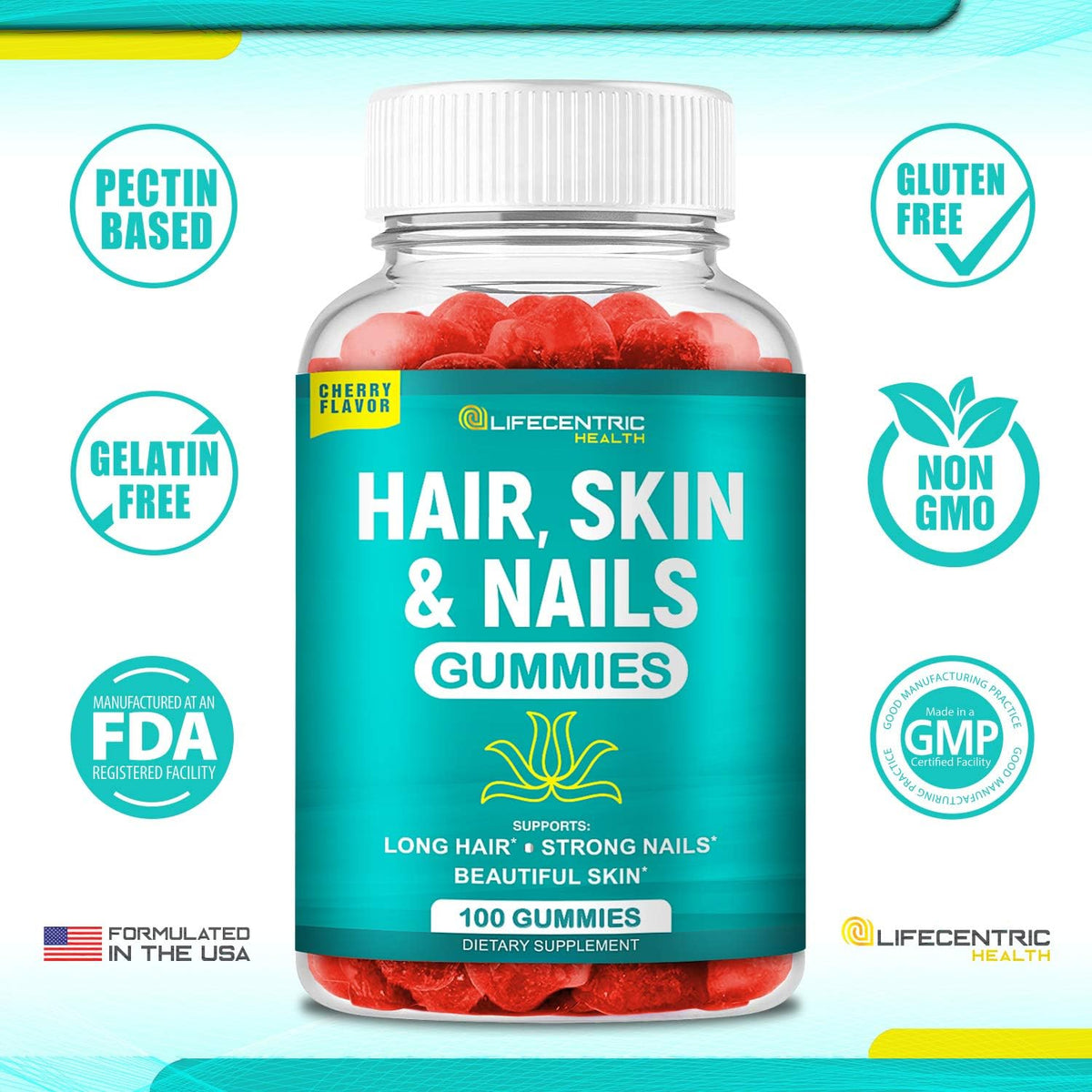 Hair Skin and Nails Gummies with Biotin 5000mcg R505