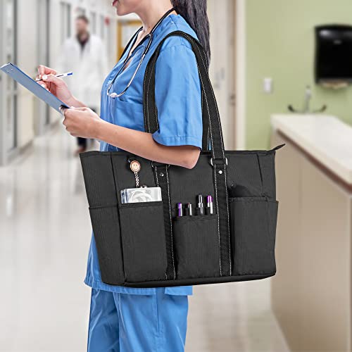 Black Nurse Tote Bag with Padded Laptop Sleeve X8224