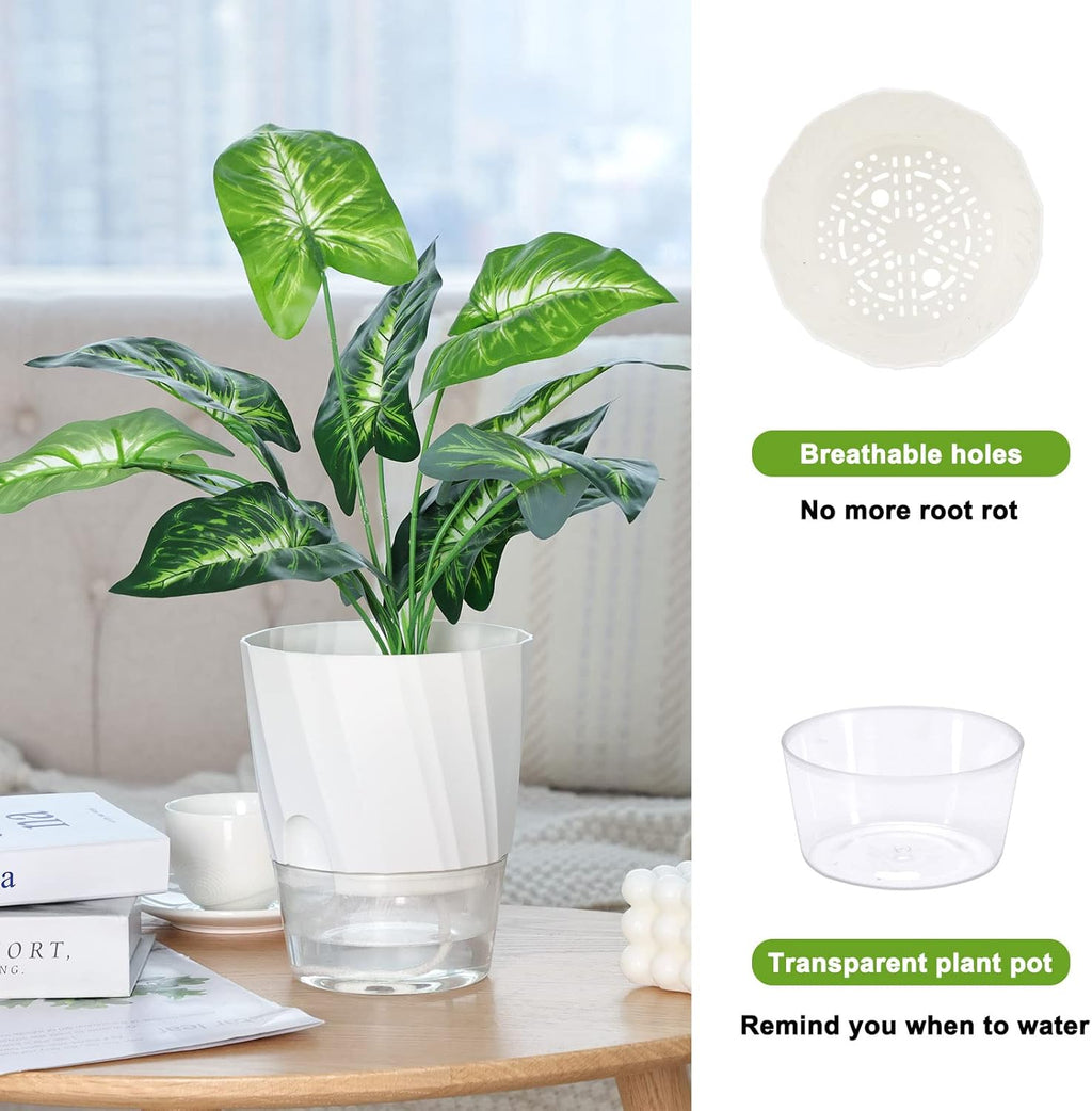 6 Pack Self Watering White Plant Pots M265